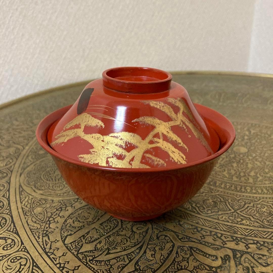 時代　赤松吸物椀　10客　明治　朱　金蒔絵　漆〈検 輪島塗　越前塗　会津塗 時代赤松吸物椀10客明治朱金蒔絵漆〈検 輪島塗越前塗会津塗